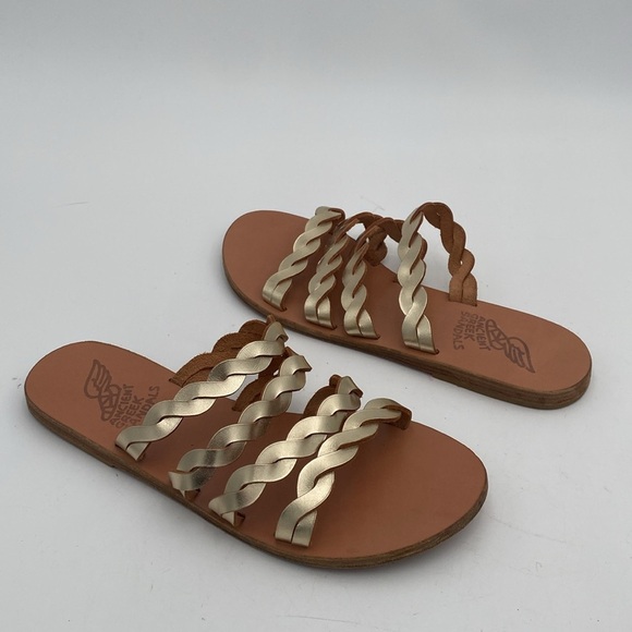 Ancient Greek Elegant Gold Sandals women 39 casual leather handmade vacation Y2K - Picture 2 of 8